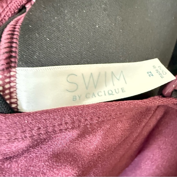 NWT Swim By Cacique Lightly Lined/No-Wire Ruched Tankini Rich Burgundy Size 22 - Picture 4 of 4